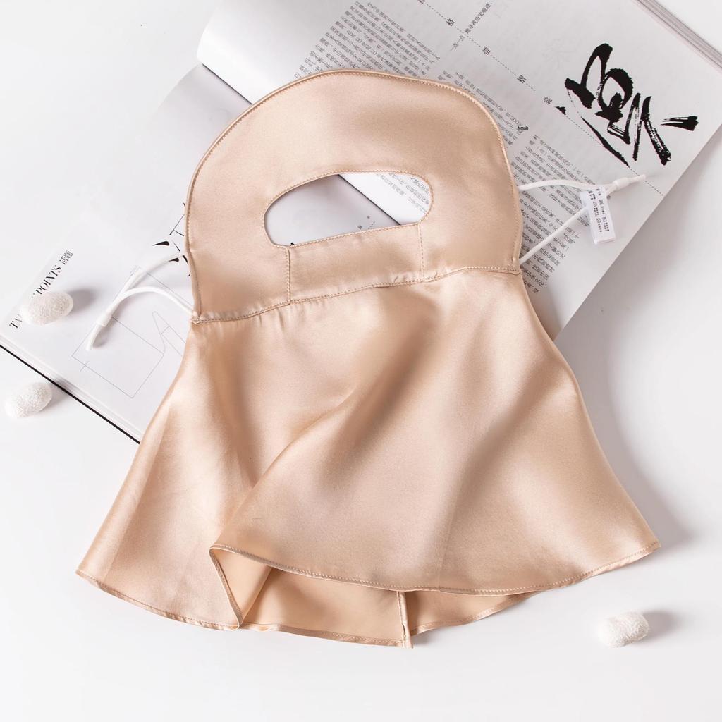 2025 Шелковая маска от солнца фейскини: Маска из шелка тутового дерева для полной защиты лица и шеи от УФ-лучей