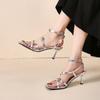 Women's Comfort Shoes High Heel Sandals Rhinestone Beach Fashion Dresses Versatile 2024 Solid Color Fabric Casual Zapatos