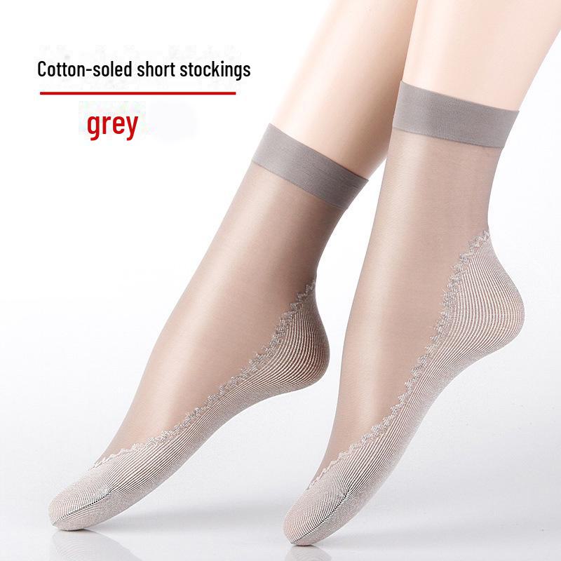 Женские хрустальные короткие носки – Весенне-летние тонкие, износостойкие, антизатяжки, черные и телесные хлопковые, бесшовные невидимые носки средней длины.