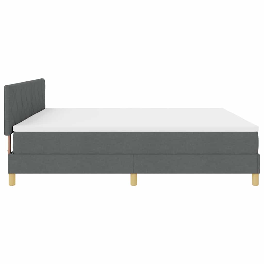 LED Boxspring Bed with Headboard Dark Gray 200 x 200 cm Fabric