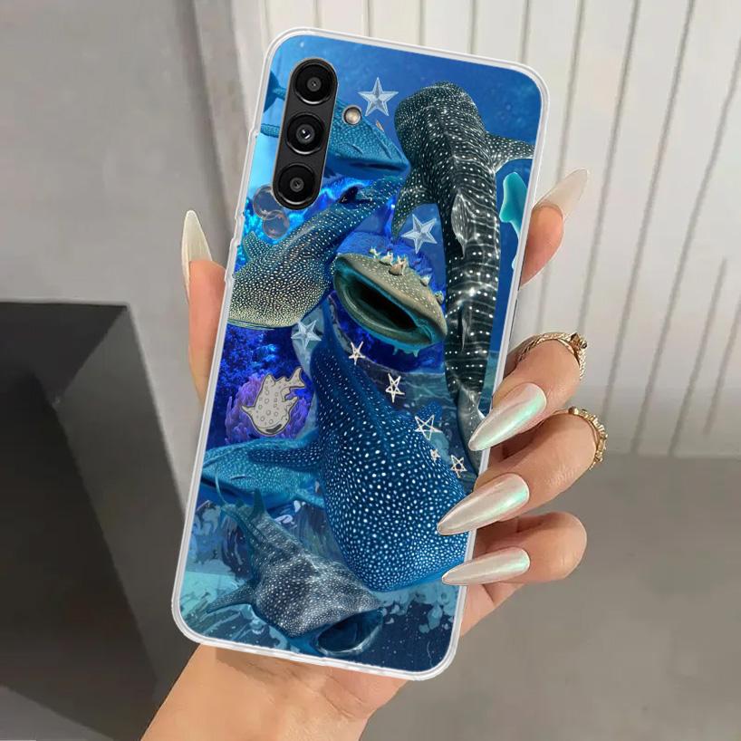 Чехол для телефона с китовой акулой для Samsung Galaxy A17 A16 A37 A26 A36 A57 A56 A15 A25 A35 A55 A14 A24 A34 A54 A13 A23 A33 A53 Gala