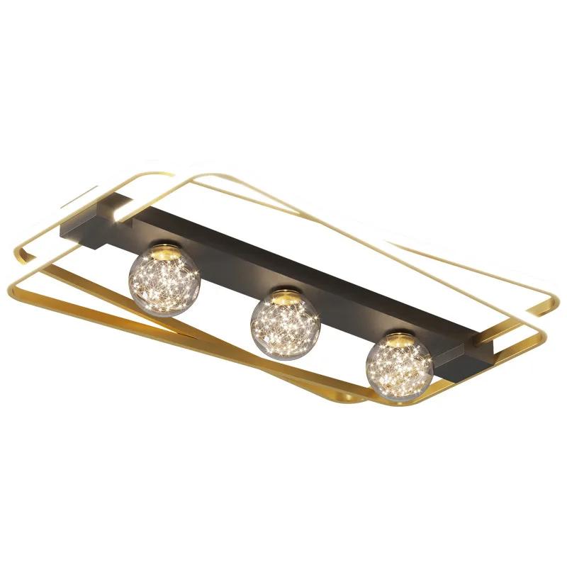 Новый светодиодный потолочный светильник для помещений Современная домашняя потолочная лампа 110 В 220 В для гостиной спальни столовой Черно-золотой светодиодный светильник
