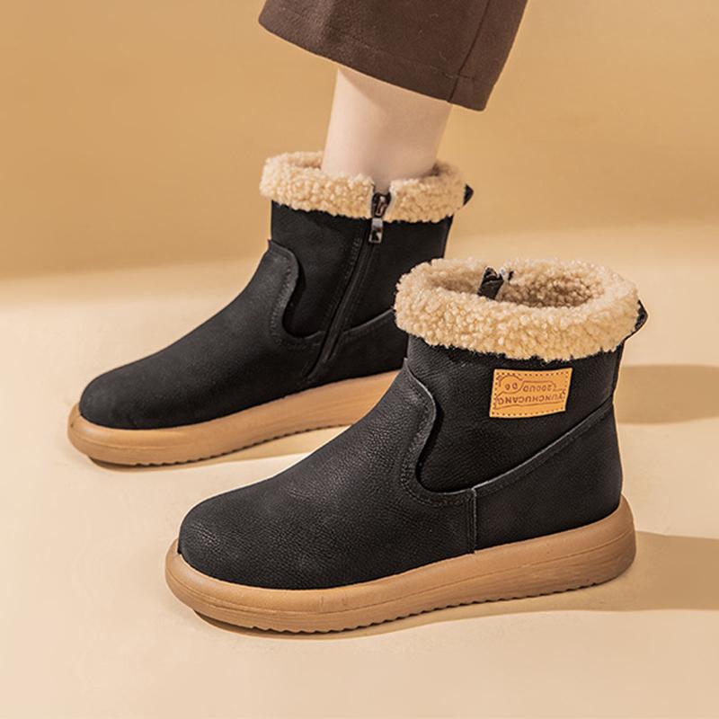 Genuine Leather Snow Boots Women Winter Shoes Waterproof Warm Plush Cold Winter Ladies Ankle Boots Non-slip Plus Size 41