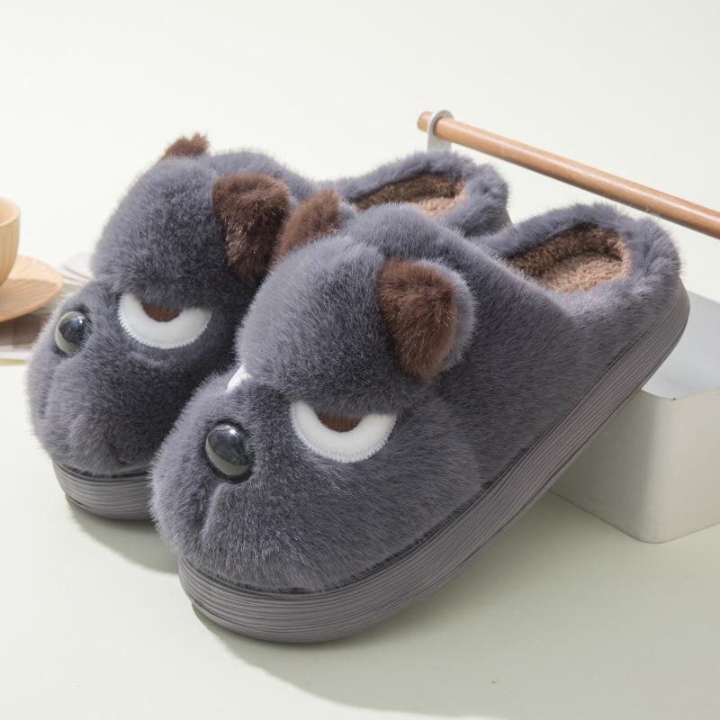 Cotton Slippers Warm Craft Cute Puppy Indoor Couple Thick Bottom Non-slip Cartoon Autumn and Winter Foot Warm Slippers