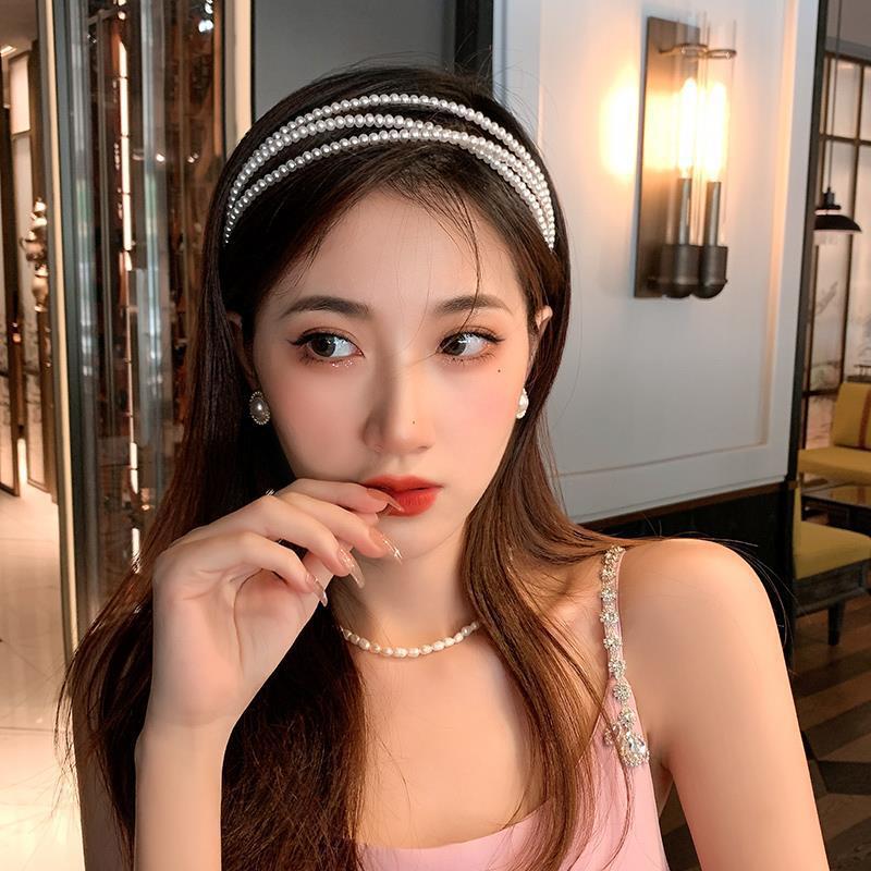 Women Three Layers Pearls Hair Bands Elegant Sweet Headband Hair Hoop Head Band Korean Handmade Wedding Gift Hair Accessories