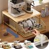 Space-Saving Under Cabinet Coffee Maker Organizer Kitchen Countertop Racks with Drawer Wire Basket Coffee Machine Storage Shelf