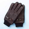 Thickened and Fleece Leather Gloves In Winter All Fingers for Men's Sports Cycling Cold Proof  Wind Proof  Warm Touch Screen Electric Vehicle Skiing