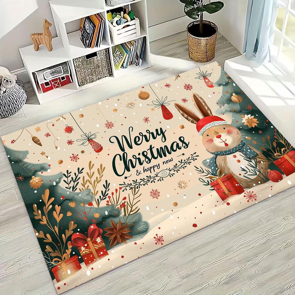 С Новым годом, Веселого Рождества, Елка, Дед Мороз, Мультяшный, Подарок, Ковер, Коврик для спальни, гостиной, дивана, дома, Придверный коврик, Декор, Нескользящий