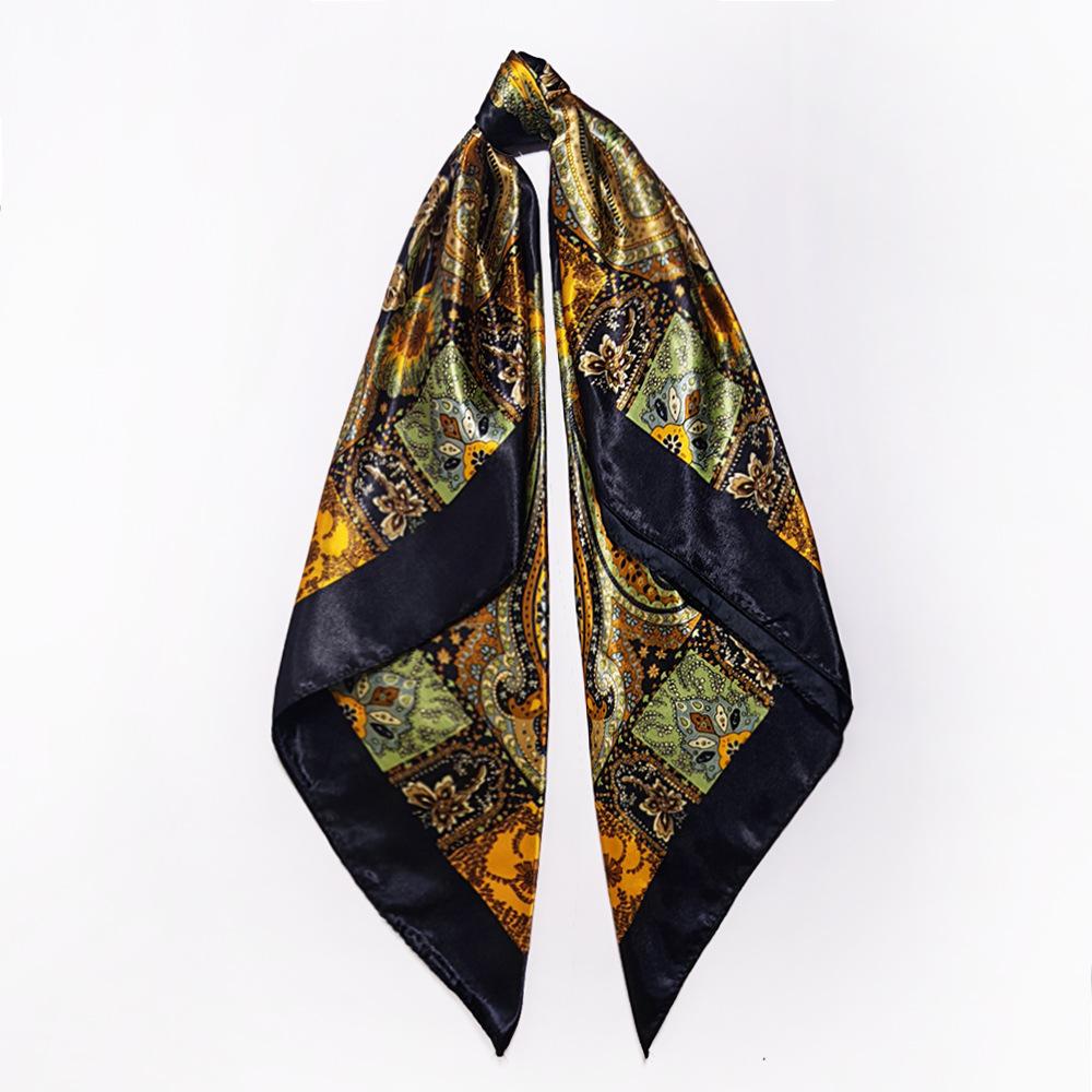 Women’s Fashionable and Versatile Faux Silk Headscarf with Cashew Nut Pattern