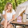 Square Desktop USB Rechargeable Fan with Cat Ear Design Three Speed Adjustable Table Fan Wall Mountable Portable for Home Office Outdoor Camping