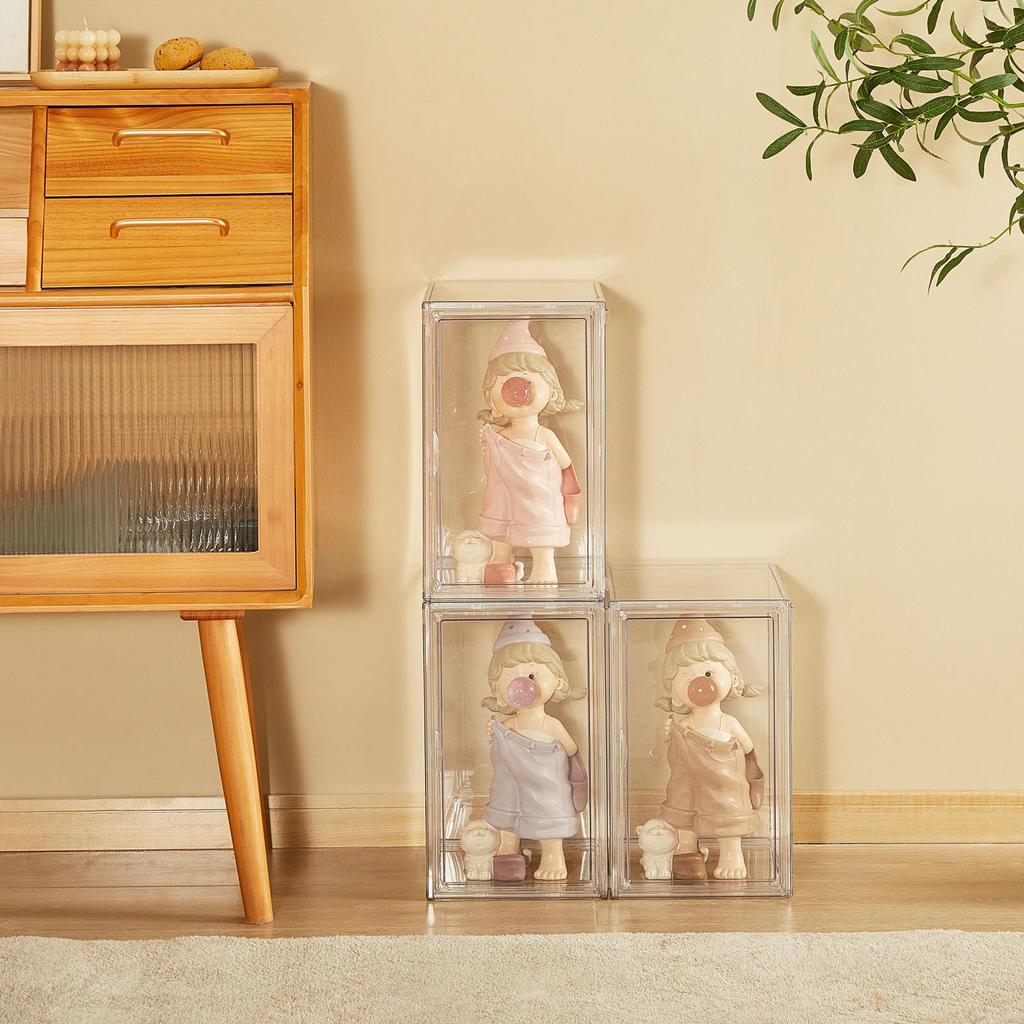 Topfinel Figure Case Set of 3 Collection Case Storage Case Acrylic Case Stackable Magnetic Door Front Opening Showcase Figure Case Approximately 36cm