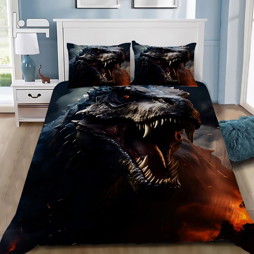 Hot J-Jurassic Dinosaur Park World Duvet Cover Pillowcase Dinosaur Bedding Set Adult Boy Girl Bedroom Decoration Single Double