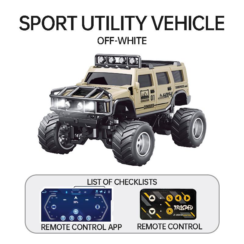 1: 64 RC Mini 2.4G Climbing Off Road Vehicle Simulation RC Car with APP Adjustable Speed Lighting Shock Absorber Boy Toy Gift