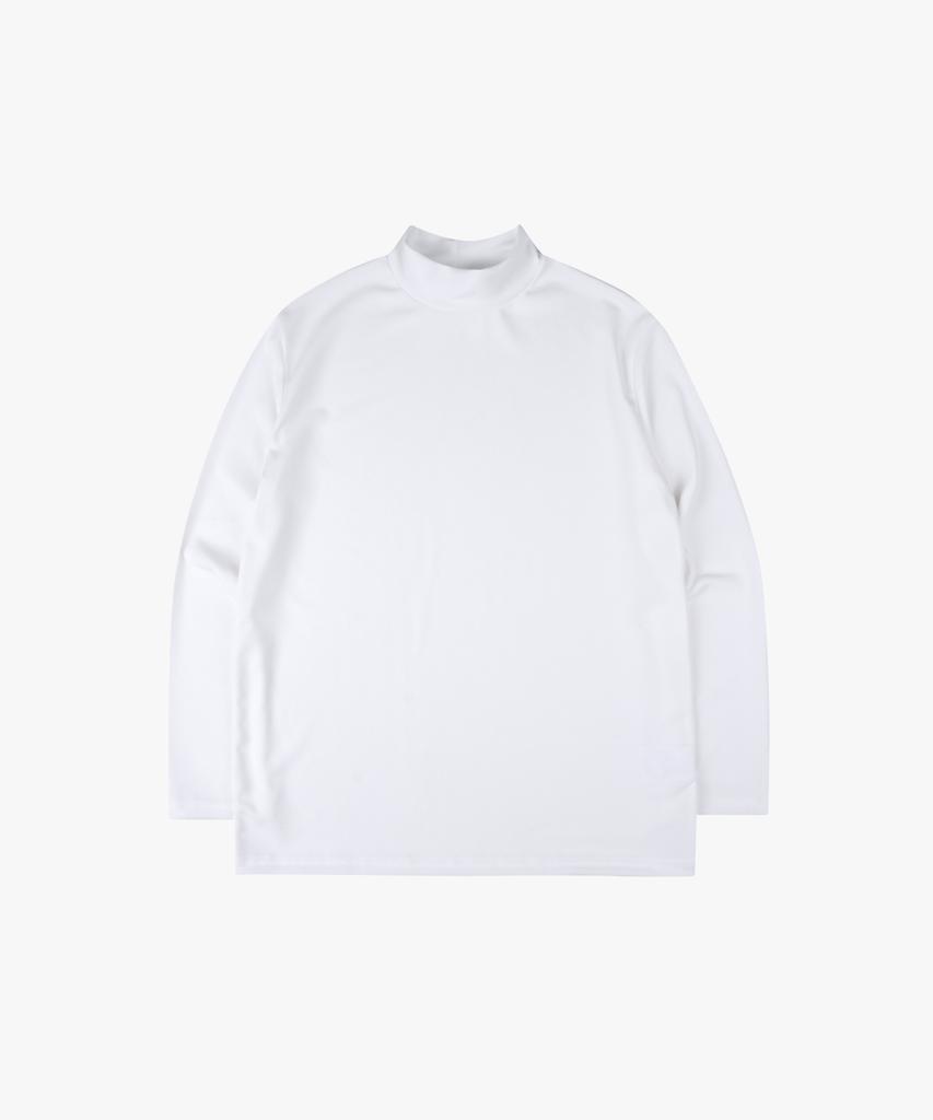 ESN Ribbed Half Turtleneck Knit T-Shirt White