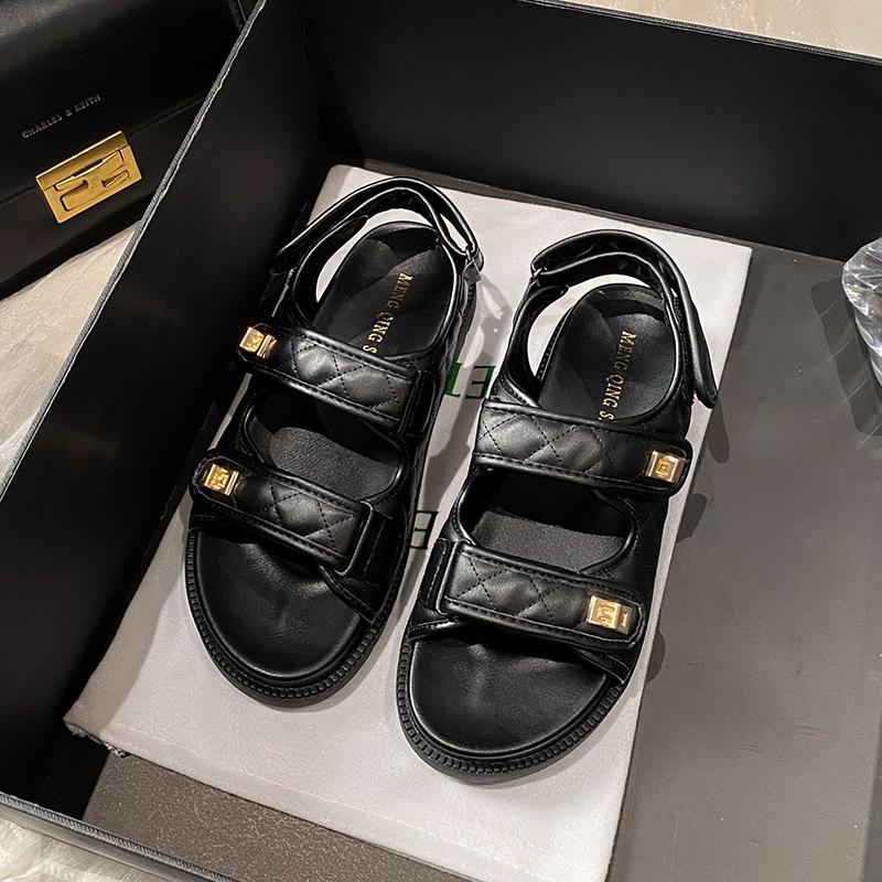 Reconstructed Velcro Sports Sandals for Women, New Summer Design, Diamond Pattern, Thick Flat Bottom, Large Size T75