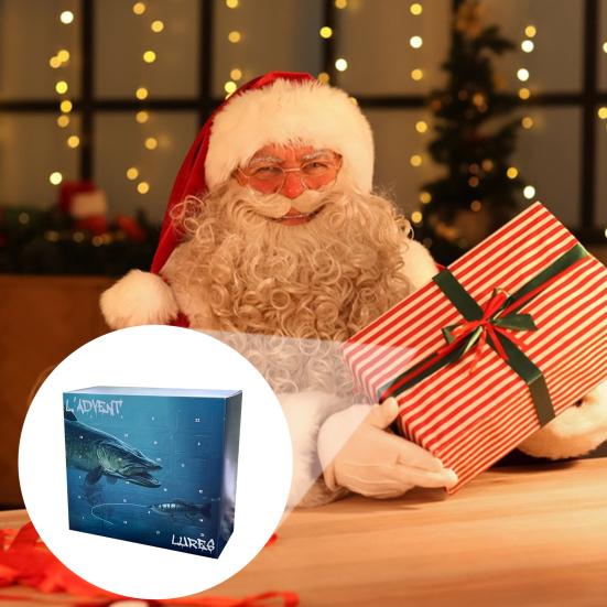 Yousheng Fishing Lure Адвент-календарь 2024 Рыболовный рождественский календарь обратного отсчета 24 дня Рыболовная приманка Рождественские подарки для рыболовов Мужчин Мальчиков