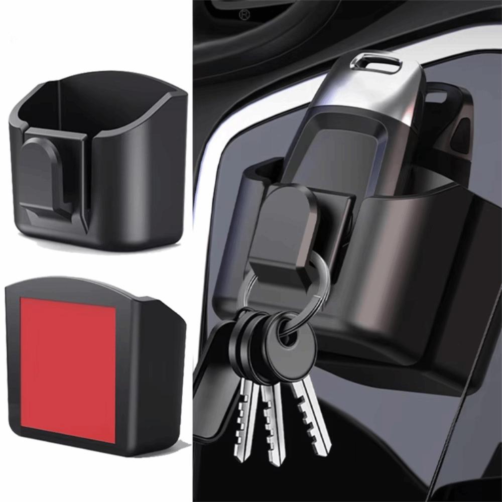 Adhesive Mount Car Interior Storage Box with Hanging Hook Dashboard Organizer for Card Key Rack