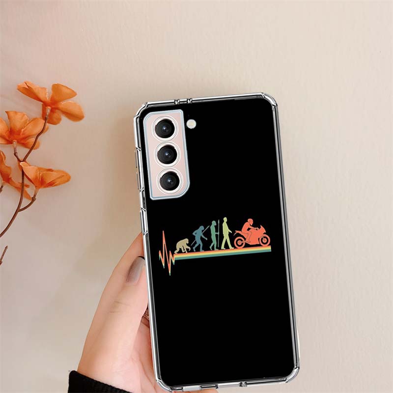 Motorcycle Heartbeat Clear Phone Cases for Samsung S26 Ultra Galaxy S25 Edge S24 S23 FE S21 Plus S20 S22 S10 Cover Patterned Com