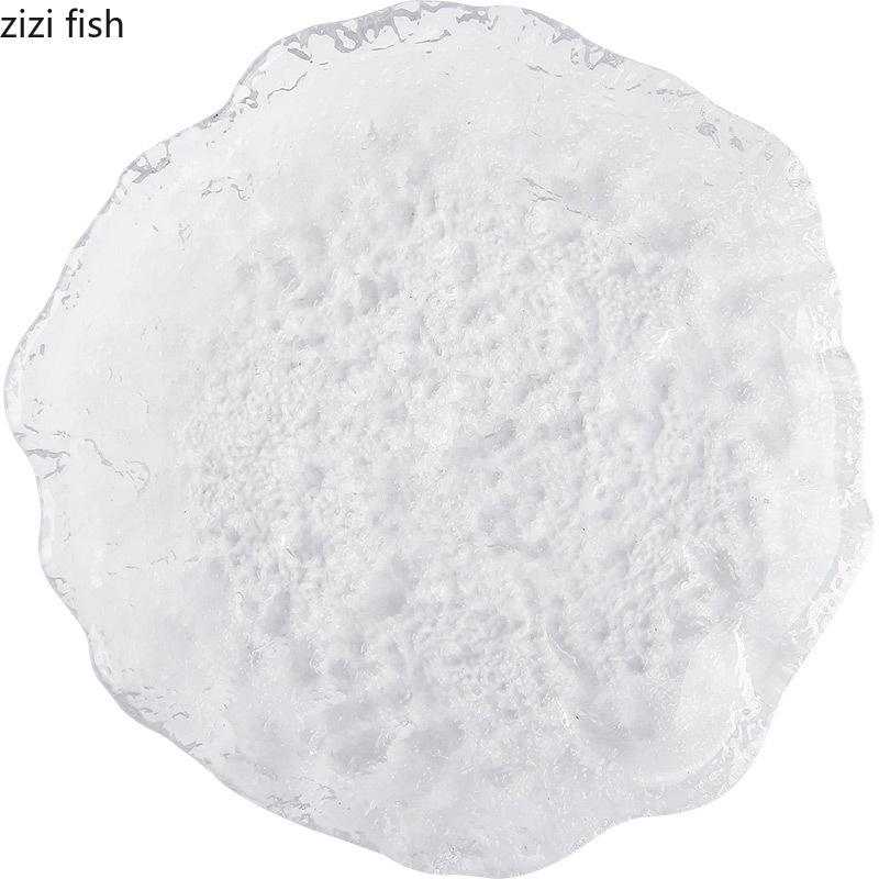 Прозрачная хрустальная стеклянная тарелка Фруктовая тарелка Салатница Тарелки для суши Поднос для чая Десертные тарелки Блюдо для димсамов Поднос для закусок