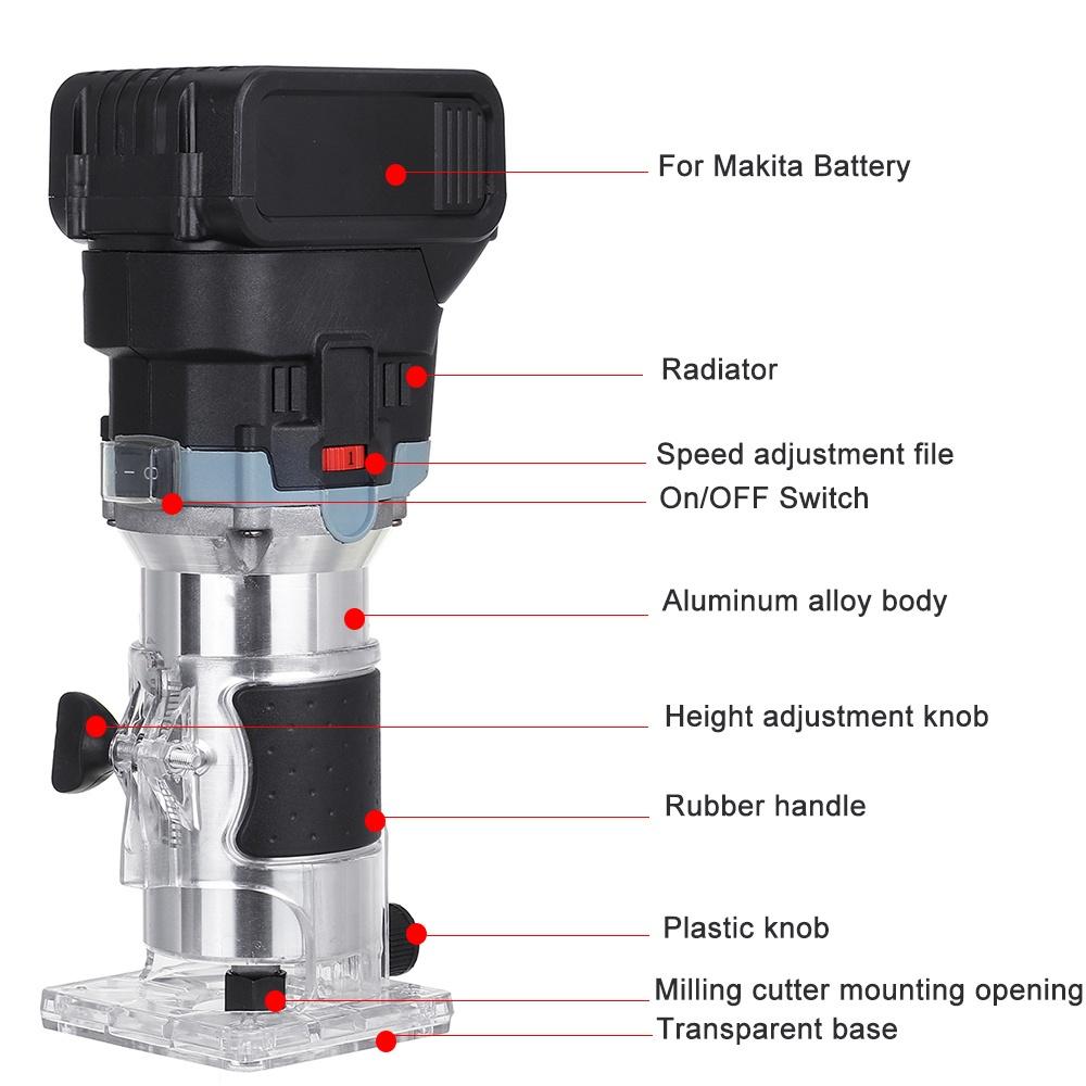 6-ступенчатый бесщеточный аккумуляторный электрический триммер, фрезерный станок по дереву, гравировальный станок, фрезерный станок по дереву для Makita 18 В
