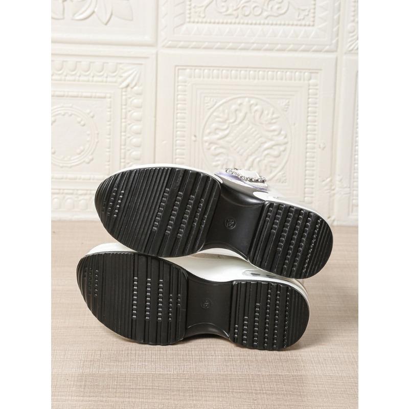 Женские туфли-слипоны большого размера на платформе с отделкой стразами, новинка осени, европейско-американский стиль, туфли-клинья с ремешком и пряжкой