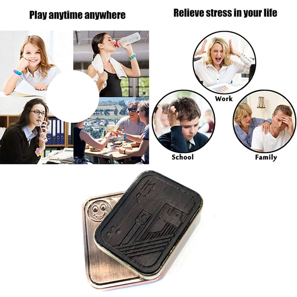 Fidget Slider 3 Layer Padauk Lodestone Push Card Stress Relief Funny Metal Hand Spinner Toy Sensory Toys