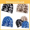 Hat Acrylic Knit With Paw Print Design For Casual Winter Wear And Outdoor Sports