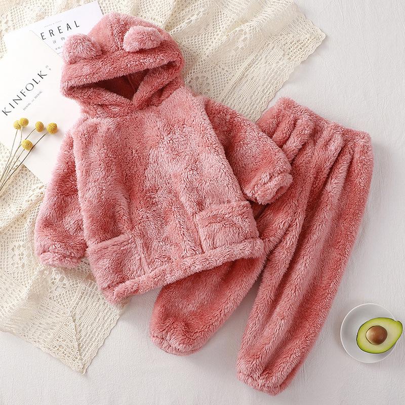 Children's Sleepwear New Autumn and Winter Teddy Bear Home Set Cute Outerwear Warm Jacket