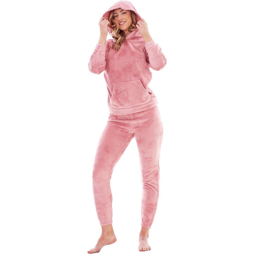 Keanu Womens/Ladies Heart Fleece Embossed Long Pyjama Set