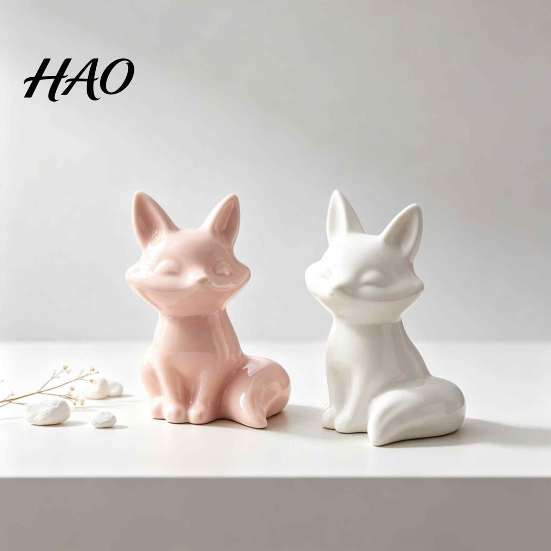 Contemporary Interior Accents Ceramic Animal Figurine, Modern Minimalist Swan Fox Statue for Living Room Art Wedding Cake Topper, Room, Office, Desk,
