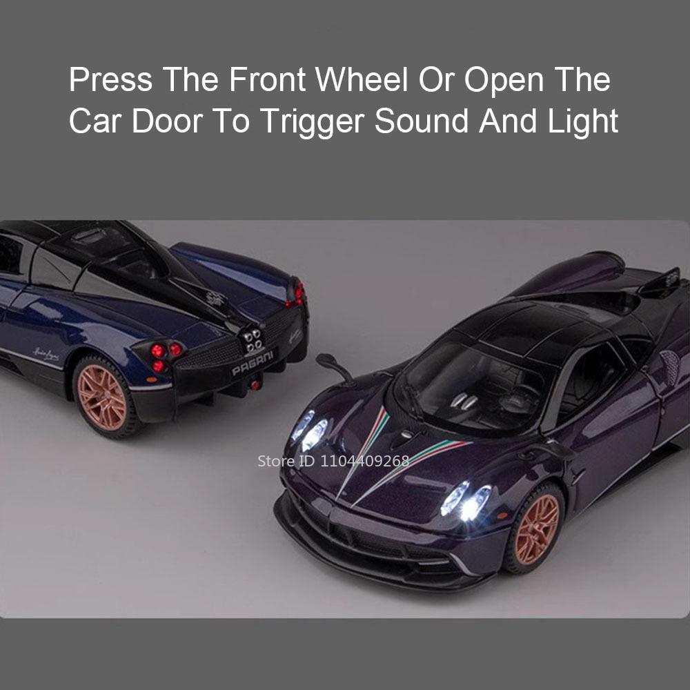 1:Масштаб 1:32 Pagani Dinastia Huayra BC Модель автомобиля Игрушка Звук Свет Двери типа «крыло чайки» Сплав Литье под давлением Модели суперкаров Подарки для мальчиков Детей