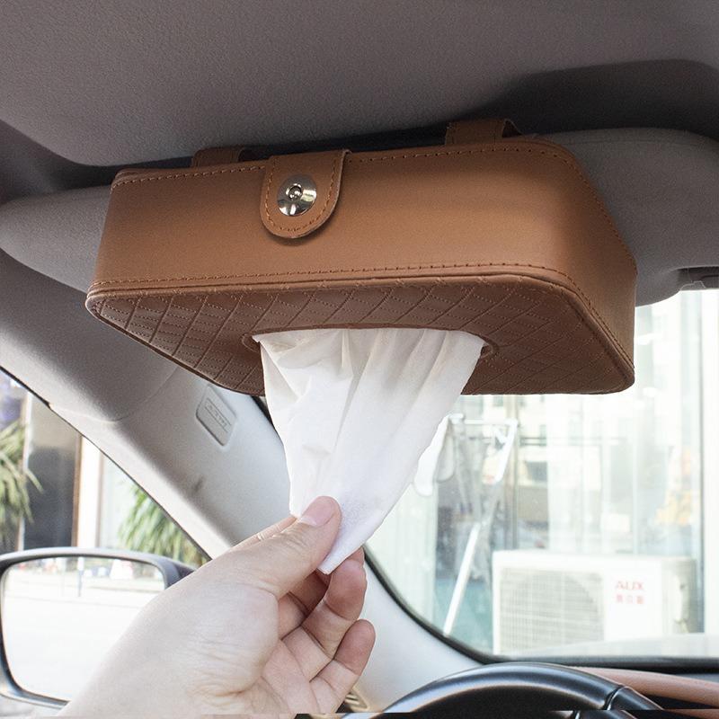 Car Tissue Bag, Leather Sunshade Car Backrest Paper Box, Car Tissue Box