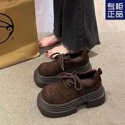 Ретро британский стиль туфли с большой головой женские мокасины весна-осень 2025 новые универсальные модные туфли на шнуровке на платформе женские