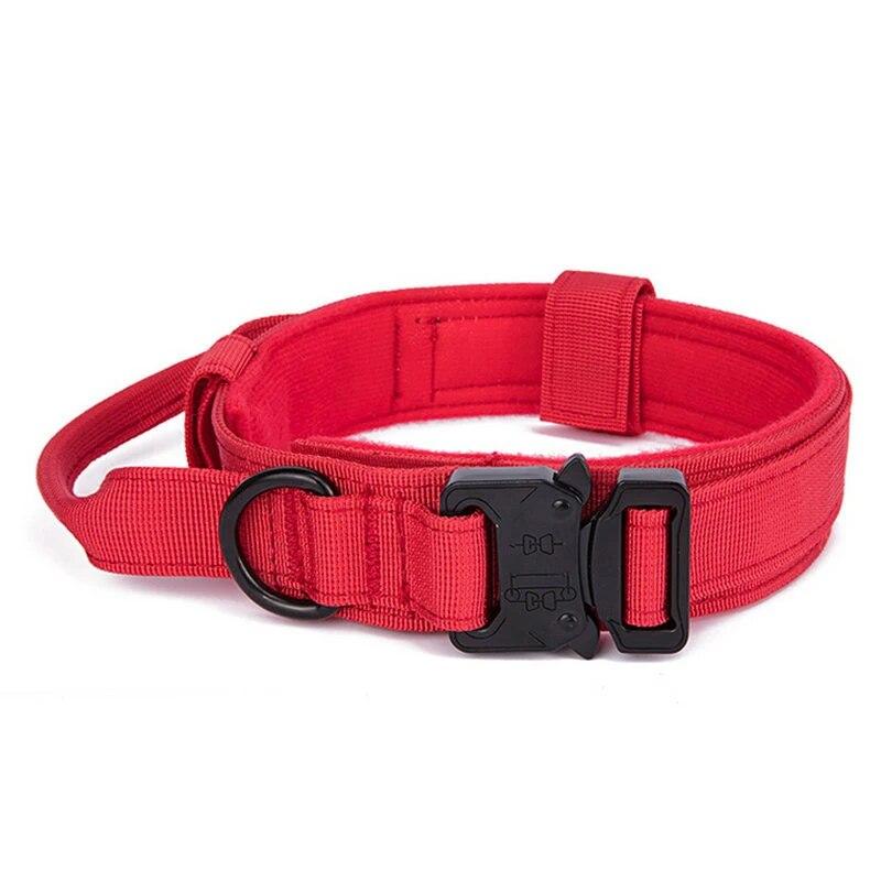 Military Tactical Dog Collar Durable Adjustable Nylon Collar with Control Handle for Medium Large Dogs Walking Pet Supplies