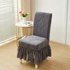 Jacquard Dining Chair Cover Elastic Chair Slipcover with Long Ruffled Skirt Stretchy Chair Cover for Dining Room Wedding Banquet Decor
