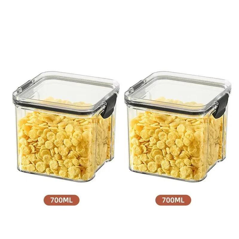 1-5Pcs Sets Sealed Jar Food Storage Box Transparent Plastic Kitchen Organizer Multigrain Tank Stackable Dried Sealed Storage Jar