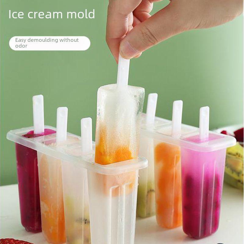 Mung Bean Popsicle Mold Set for Kids - 4-Piece Ice Cream and Ice Tray Tool