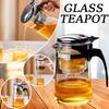 Стеклянный чайник с ситечком 750 мл, утолщенный стеклянный чайник, термостойкий, с одной кнопкой, фильтрующий, разделяющий чайник, домашние инструменты