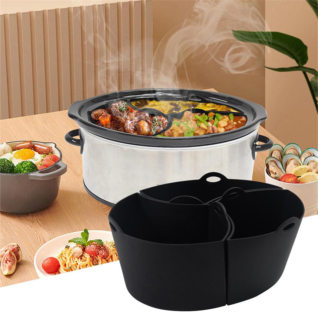 Silicone Slow Cooker Divider Liners, Reusable, Eco-Friendly, Leakproof Dishwasher Safe Cooking Liner For 7QT Crock Pot