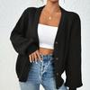 Элегантный женский вязаный кардиган-жакет - Однотонный, на пуговицах спереди, Автономный узор - Весна и Осень