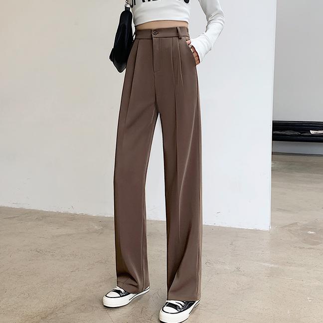 Autumn High Waist Straight Suits Pants Women Solid Office Ladies Wide Leg Pants Female Loose Add Long Trousers Woman Pantalones
