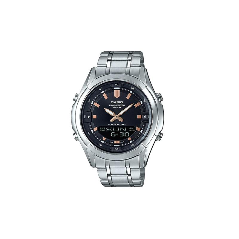 Casio 50 метров водонепроницаемость кварцевый механизм стальной ремешок японские и корейские часы мужские часы черный циферблат AMW-840D-1AVDF