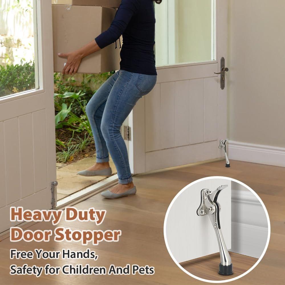 Adjustable Foot-Operated Door Stopper Easy Install Wall Mounted Door Holder Bathroom