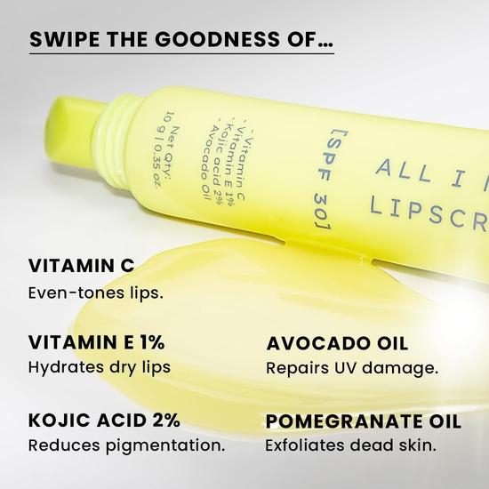 Hyphen All I Need Lipscreen with Spf 30 & 2% Kojic Acid -Moisturizing, Sun Protection|Smooth Lips, Tan Removal for Women and Men|Lip Balm Spf -10 Gm