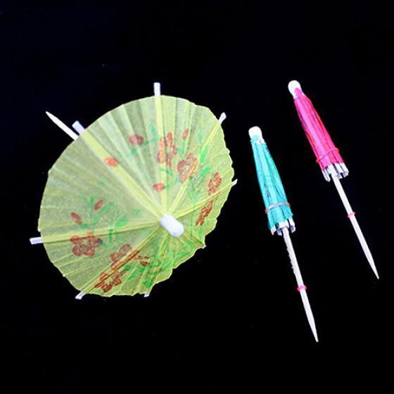 50Pcs Mixed Color Mini Umbrellas Parasol Snack Cocktail Party Pick Decoration ARI