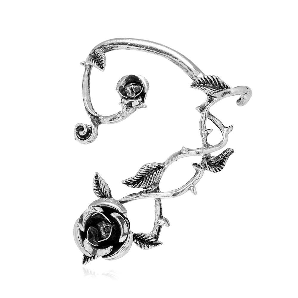 Flower Punk Dark Ear Cuffs Jewelry With Electroplated Finish For Women Fashion