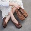 Flats Versatile Hollow-out Breathable Sandals Genuine Leather Comfortable Women's Slip-on Shoes