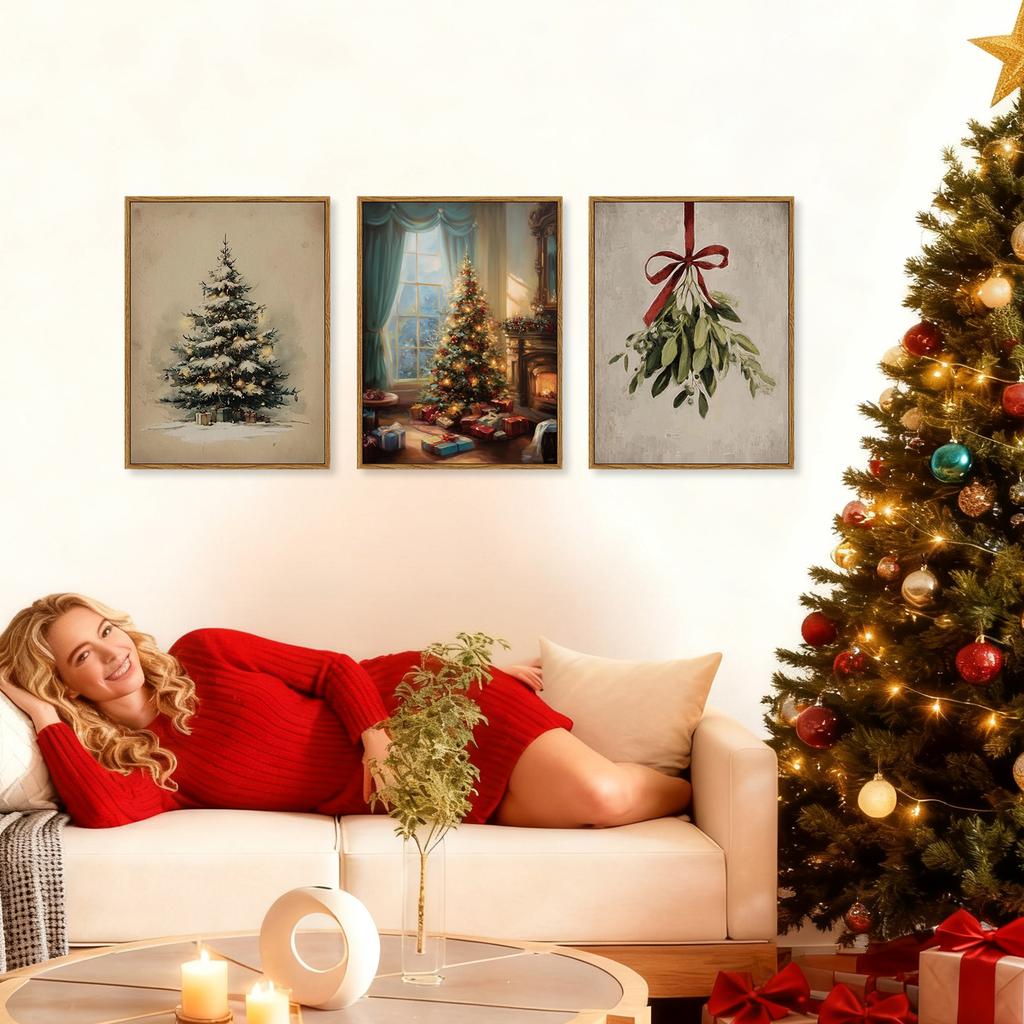 30*40cm Ristmas Wall Art Print, Santa Reading Book Poster, Rustic Christmas Wall Art, Christmas Painting Print Decor, Christmas Decor, Winter Print