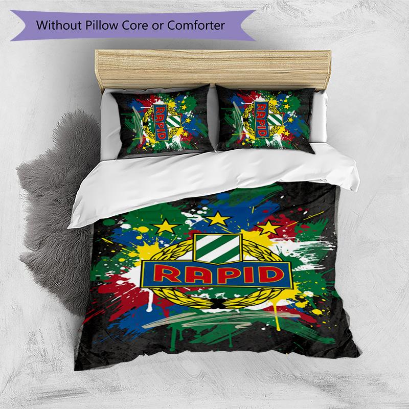 Rapid Wien FC Printed 3PCS Bedding Set Breathable Duvet Cover with Pillowcases Decorative Bed Linen for Bedroom Home