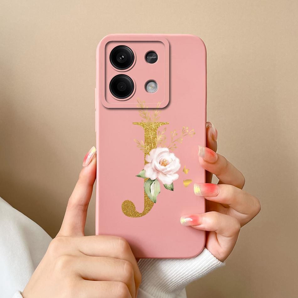 Чехол для телефона для Redmi Note 13 Pro 4G 5G, элегантный с буквой, мягкий жидкий силикон, защита по всему корпусу для Redmi Note13 13Pro, Fundas